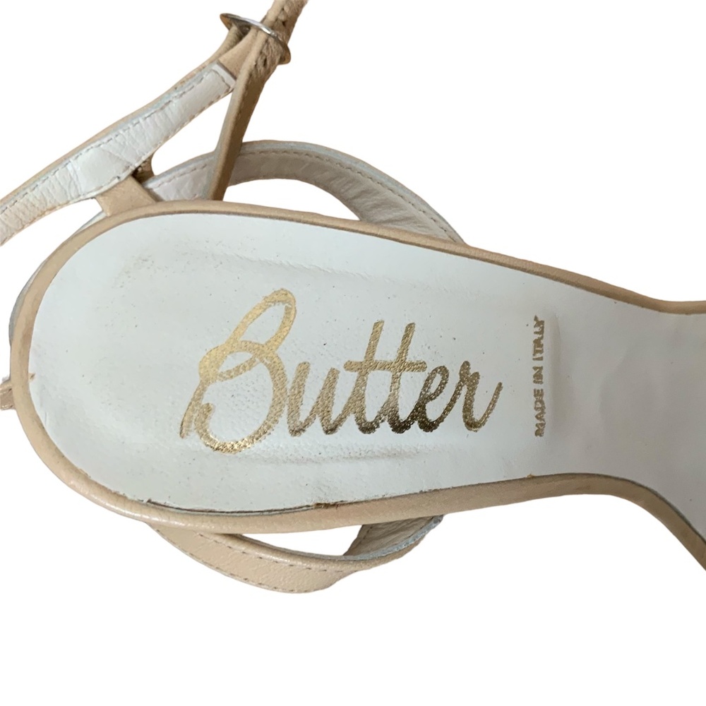 Butter Brand Italian Made Neutral Rhinestone Embellished Strappy Sandal … - Picture 5 of 8